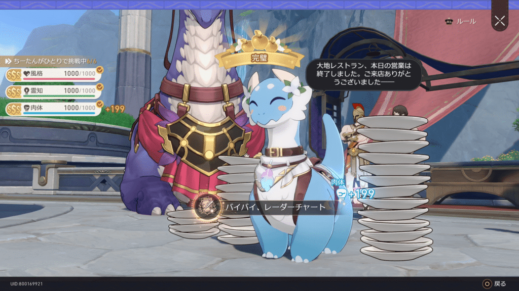 バイバイ、レーダーチャート,アチーブメント,スターレイル,